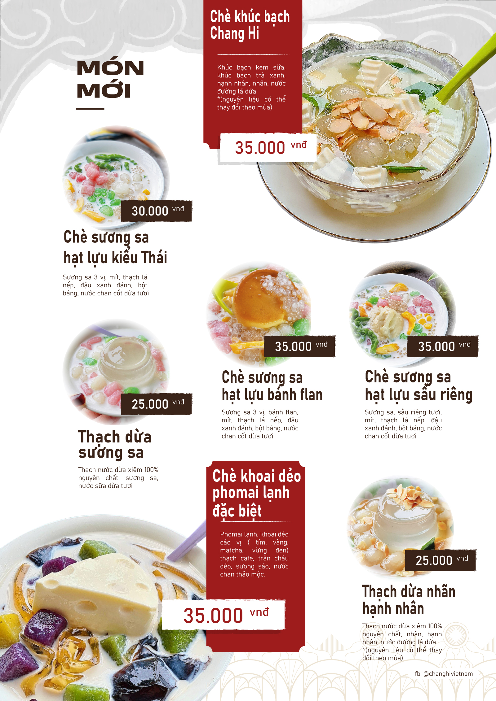 Thực đơn – Chè Ngon Sáng Tạo – Chang Hi Quận 7